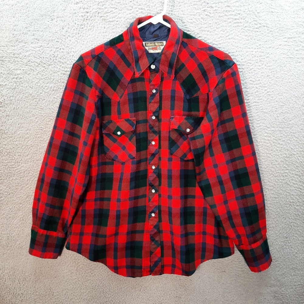 Vintage Youngbloods Shirt Mens Large Multicolor Plaid Flannel Pearl Snap Western